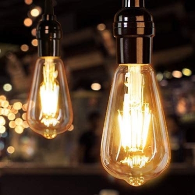 AC電源 ヴィンテージ アンバーグラス ST19 LED 電球 暗調可能 40W 交換 暖かいキャンドル 中間ベース
