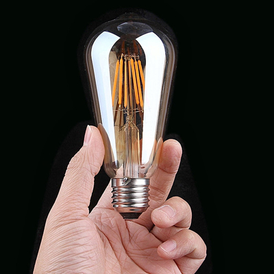 AC電源 ヴィンテージ アンバーグラス ST19 LED 電球 暗調可能 40W 交換 暖かいキャンドル 中間ベース
